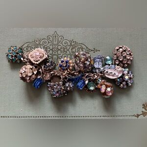 GORGEOUS FILLED blues vintage repurposed earrings and charms bracelet